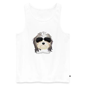 Havanese with sunglasses Dog owners - Men's Premium Organic Tank Top - white - Front - Michal (187cm)