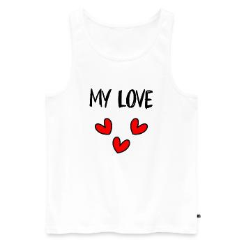 LOVE. I LOVE YOU. VALENTINE'S DAY. BACHELORETTE PARTY. I LOVE YOU. - Men's Premium Organic Tank Top - white - Front - Michal (187cm)