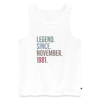 Légende depuis novembre 1981 - Débardeur bio Premium Homme - blanc - Devant - Michal (187cm)