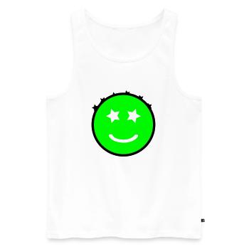 Smiley aux yeux étoilés | Graphique vectoriel - Débardeur bio Premium Homme - blanc - Devant - AI Model Male 178 light (178cm)