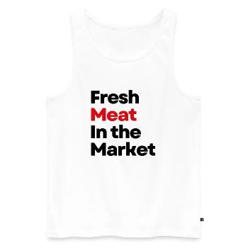 Frischfleisch auf dem Markt - Männer Premium Bio Tank Top - Weiß - Vorne - AI Model Male 178 light (178cm)