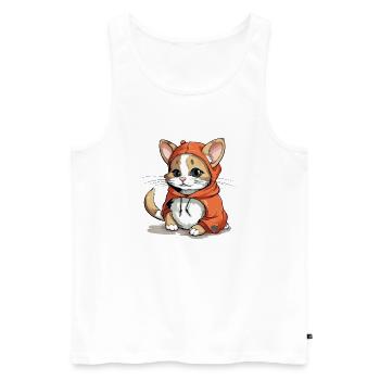 Wook the cat - Men's Premium Organic Tank Top - white - Front - Michal (187cm)