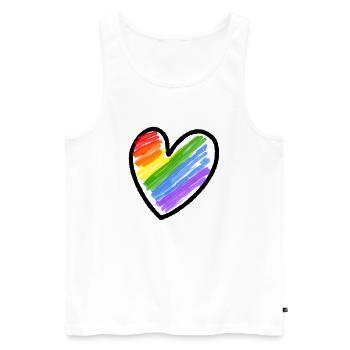 Regenbogenfahne LGBTQ Herz - Männer Premium Bio Tank Top - Weiß - Vorne - Michal (187cm)