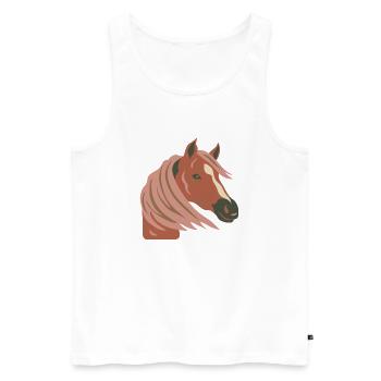 Elegantes Pferdeportrait für Stärke. Für Frauen - Männer Premium Bio Tank Top - Weiß - Vorne - Michal (187cm)