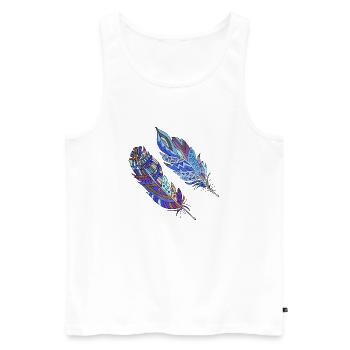 Feder - Männer Premium Bio Tank Top - Weiß - Vorne - Michal (187cm)