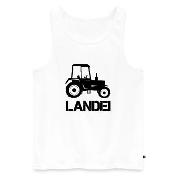 Tractor Landei - Men's Premium Organic Tank Top - white - Front - Michal (187cm)