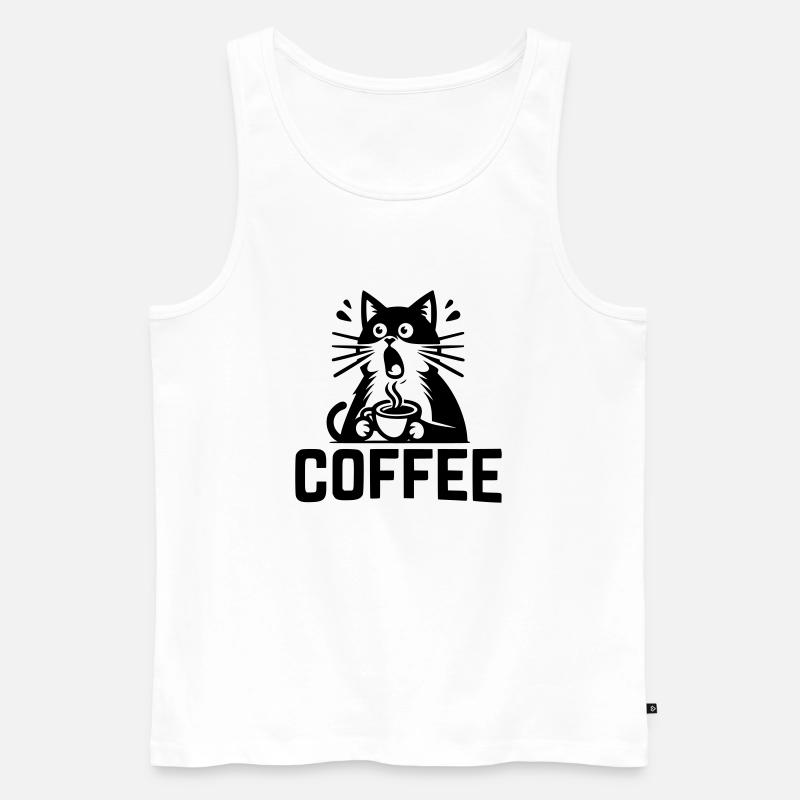 Katzen-Kaffee - Männer Premium Bio Tank Top - Weiß