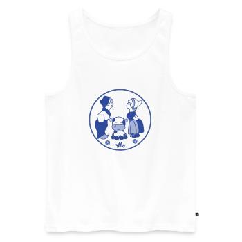 Bleu de Delft embrassant des enfants avec une vache - Débardeur bio Premium Homme - blanc - Devant - Michal (187cm)