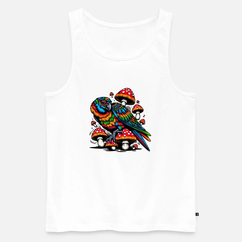 Psychedelic Parrot Paradise - Männer Premium Bio Tank Top - Weiß