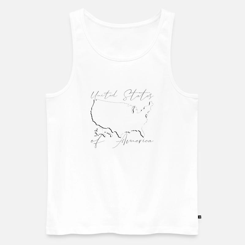 USA | Landkarte | Schatten Script - Männer Premium Bio Tank Top - Weiß