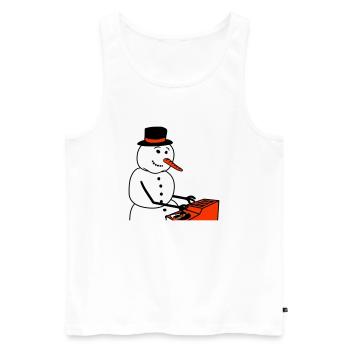 Winter DJ Schneemann Mixer Mischpult Musik Party - Männer Premium Bio Tank Top - Weiß - Vorne - Michal (187cm)