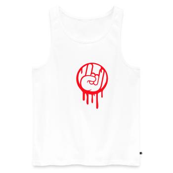 J’aime Heavy Metal Hard Rock Musique Main Geste Coeur - Débardeur bio Premium Homme - blanc - Devant - Michal (187cm)