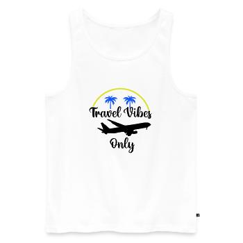 Travel Vibes Only - Men's Premium Organic Tank Top - white - Front - AI Model Male 178 light (178cm)
