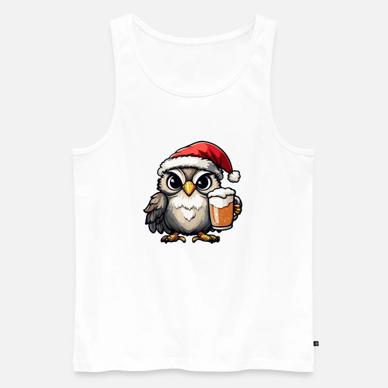 Eule Weihnachten Bier - Männer Premium Bio Tank Top - Weiß
