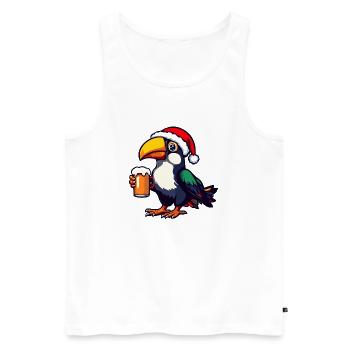 Toucan Bird Christmas Beer - Men's Premium Organic Tank Top - white - Front - Michal (187cm)