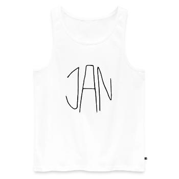 janv. - Débardeur bio Premium Homme - blanc - Devant - AI Model Male 178 light (178cm)