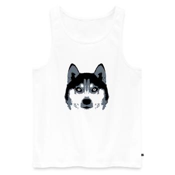 Hund Weißer Husky Gesicht Kopf Schöne Rasse Cool - Männer Premium Bio Tank Top - Weiß - Vorne - AI Model Male 178 light (178cm)