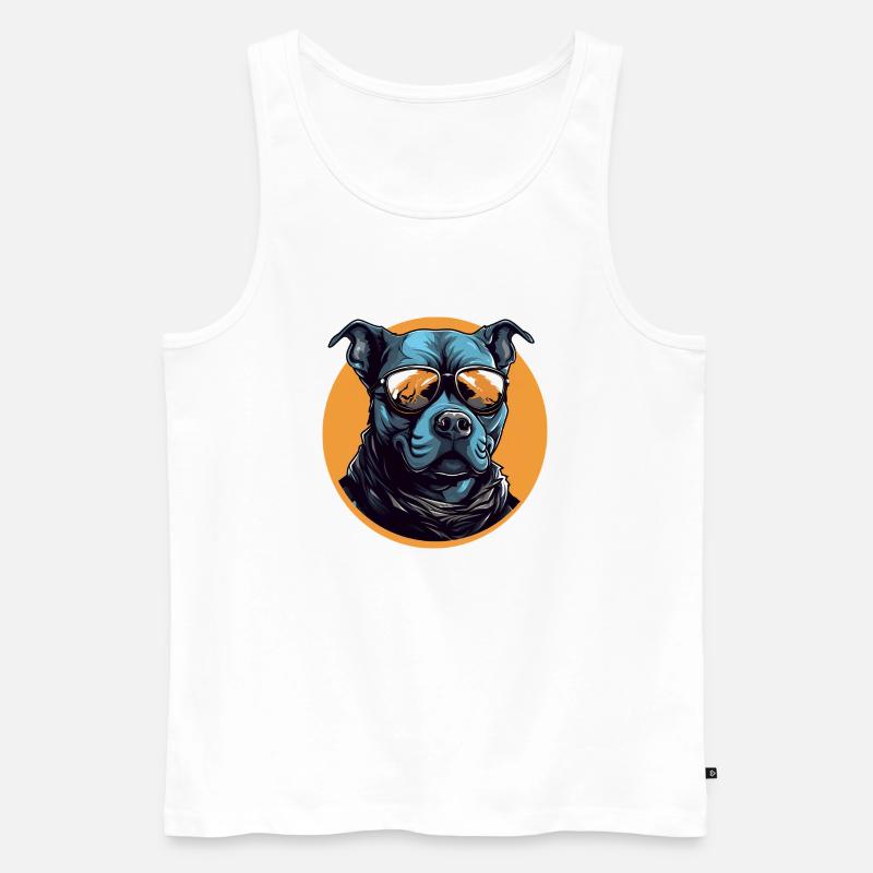Cooler Bully mit Sonnenbrille - Männer Premium Bio Tank Top - Weiß