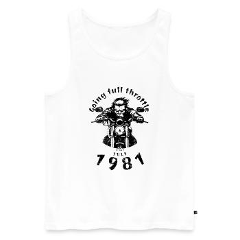 44. Geburtstag Going full throttle since 07/1981 - Männer Premium Bio Tank Top - Weiß - Vorne - Michal (187cm)