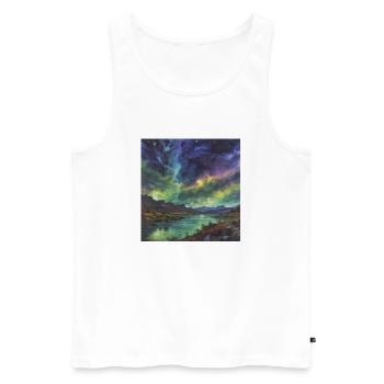 Polarlicht über dem stillen See - Männer Premium Bio Tank Top - Weiß - Vorne - AI Model Male 178 light (178cm)