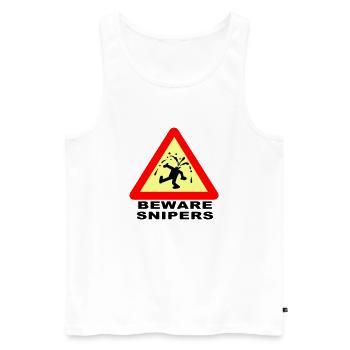 Méfiez-vous Snipers - Débardeur bio Premium Homme - blanc - Devant - AI Model Male 178 light (178cm)