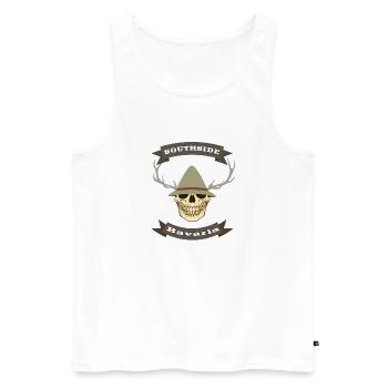 Bayern, Bavaria, Hirsch, Geweih, Totenkopf - Männer Premium Bio Tank Top - Weiß - Vorne - AI Model Male 178 light (178cm)