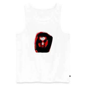 Hoody head: Rot - Männer Premium Bio Tank Top - Weiß - Vorne - Michal (187cm)