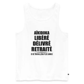 Aïkidoka célèbre sa retraite avec humour cadeau - Débardeur bio Premium Homme - blanc - Devant - Michal (187cm)