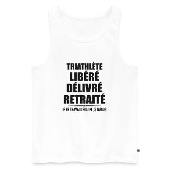 Triathlète célèbre sa retraite avec humour cadeau - Débardeur bio Premium Homme - blanc - Devant - Michal (187cm)
