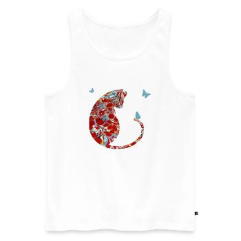 katze mit schmetterling e 251 - Männer Premium Bio Tank Top - Weiß - Vorne - AI Model Male 178 light (178cm)