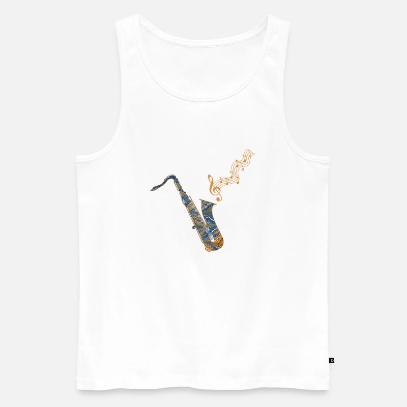 saxophon ebru 50 - Männer Premium Bio Tank Top - Weiß