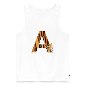 Tiger A - Men's Premium Organic Tank Top - white - Front - AI Model Male 178 light (178cm)