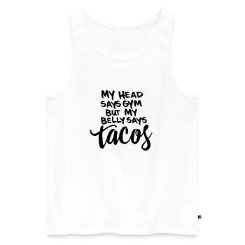 TACOS & GYM - Men's Premium Organic Tank Top - white - Front - Michal (187cm)