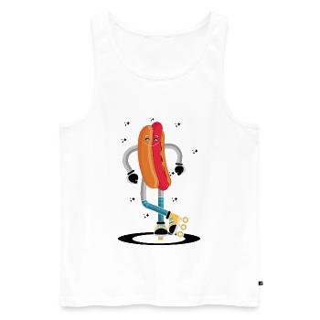 Rollerskaten Rollerskater Patinage Hot Dog Frites - Débardeur bio Premium Homme - blanc - Devant - AI Model Male 178 light (178cm)
