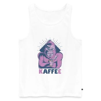 Affe trinkt Kaffee - Männer Premium Bio Tank Top - Weiß - Vorne - AI Model Male 178 light (178cm)