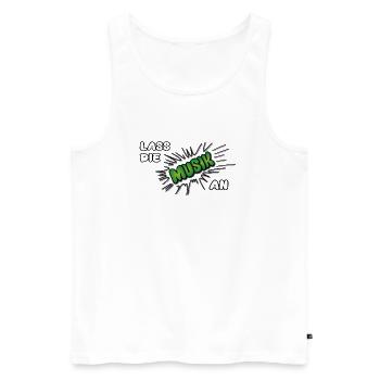 Pow Leave the music on - green on bright - Men's Premium Organic Tank Top - white - Front - Michal (187cm)
