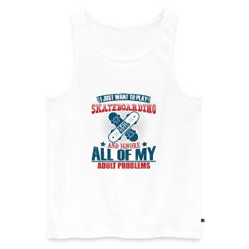 I just want to play skateboarding - funny skaters - Men's Premium Organic Tank Top - white - Front - AI Model Male 178 light (178cm)