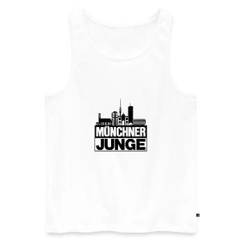 Münchner Junge Schwarz München Silhouette Geschenk - Männer Premium Bio Tank Top - Weiß - Vorne - AI Model Male 178 light (178cm)