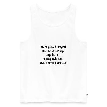 Solving regrets - Men's Premium Organic Tank Top - white - Front - AI Model Male 178 light (178cm)