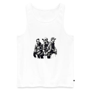 3 amis de l’encre - Débardeur bio Premium Homme - blanc - Devant - Michal (187cm)