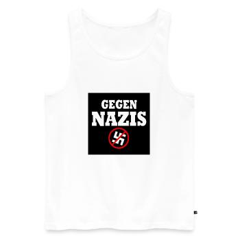 Gegen nazis - Männer Premium Bio Tank Top - Weiß - Vorne - Michal (187cm)