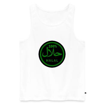 Halal - Men's Premium Organic Tank Top - white - Front - AI Model Male 178 light (178cm)
