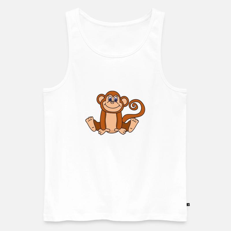 Funny Cute Cool Monkey - Men's Premium Organic Tank Top - white