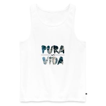 pura vida - Débardeur bio Premium Homme - blanc - Devant - AI Model Male 178 light (178cm)