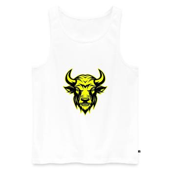 Portrait de tête de taureau symbole animal taureau - Débardeur bio Premium Homme - blanc - Devant - Michal (187cm)