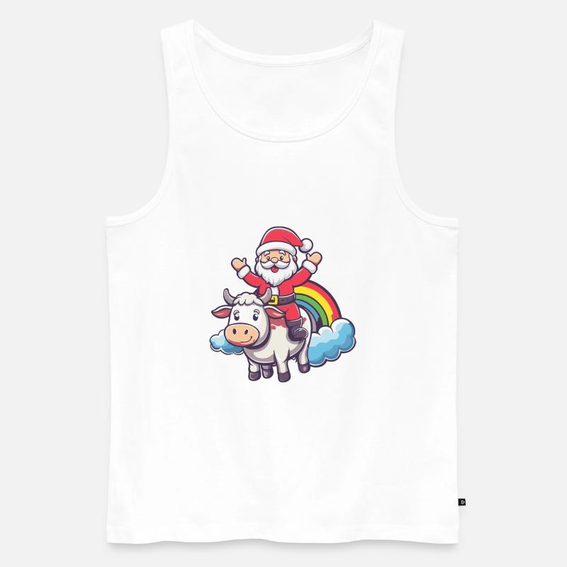 Kuh Weihnachtsmann Regenbogen - Männer Premium Bio Tank Top - Weiß