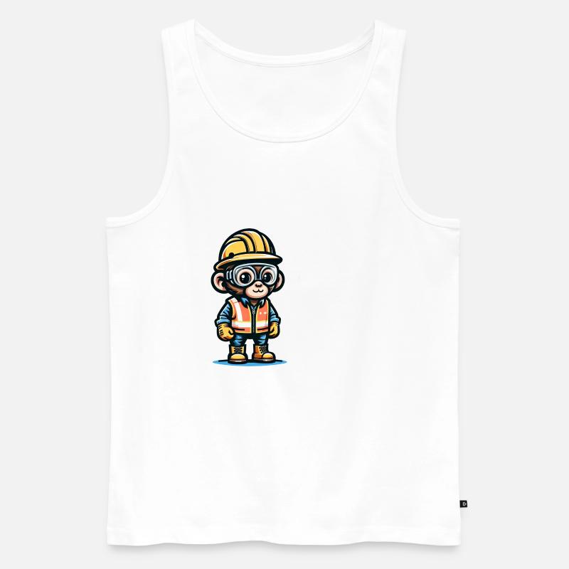 Cute Monkey Construction Worker - Männer Premium Bio Tank Top - Weiß