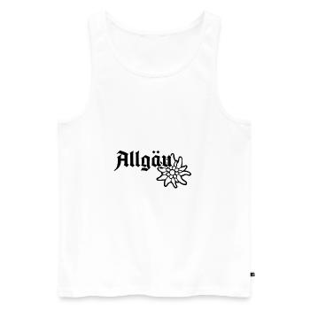 Allgäu Schriftzug mit Edelweiß - Allgäuer Design - Männer Premium Bio Tank Top - Weiß - Vorne - AI Model Male 178 light (178cm)