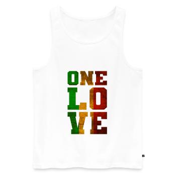 ONE LOVE Reggae Musique - Débardeur bio Premium Homme - blanc - Devant - AI Model Male 178 light (178cm)
