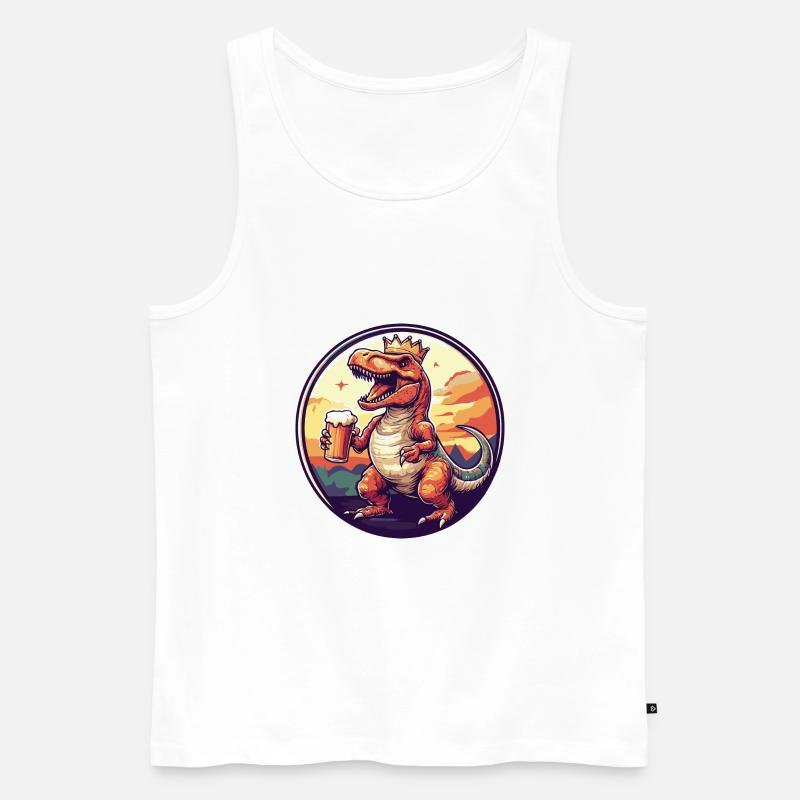 Dinosaurier T-Rex Bier Comic - Männer Premium Bio Tank Top - Weiß